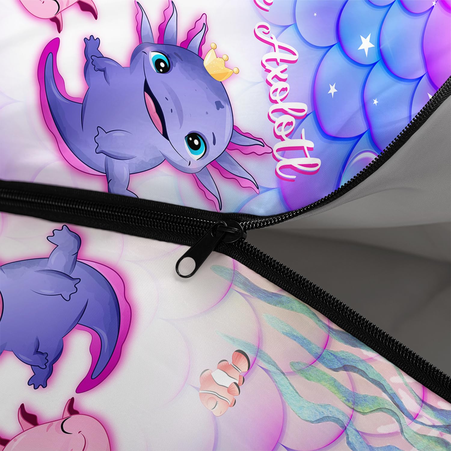 CVHOUSE Kawaii Axolotl sleeping bag waterproof design protects gear in rain.