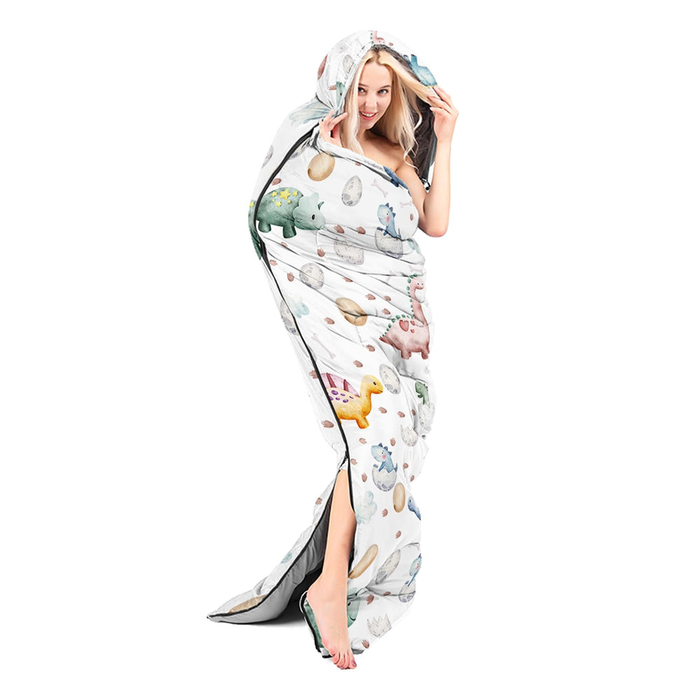 CVHOUSE Kawaii dinosaur sleeping bag measuring 31x90 inches for versatile trips.