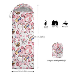 CVHOUSE Kawaii Rabbit sleeping bag microfiber fill for lightweight warmth