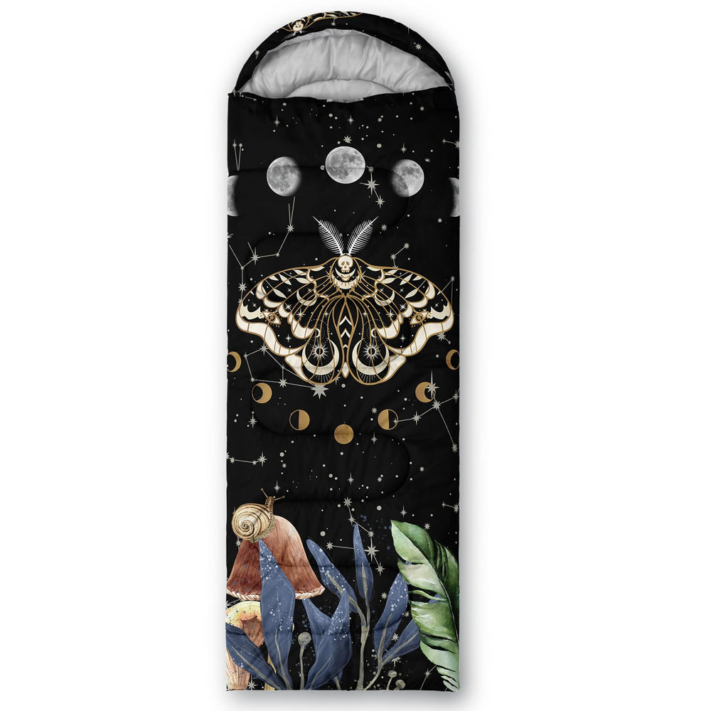 CVHOUSE Sun and Moon Death Moth sleeping bag interior lining, cozy comfort after active days outdoors.