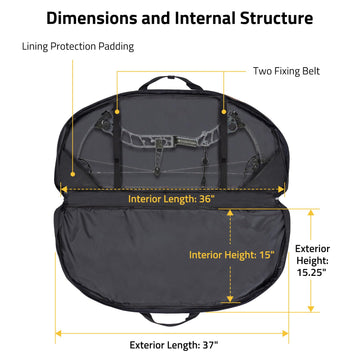 CVLIFE 37-inch bow case exterior pocket for quick-access quiver and accessories.