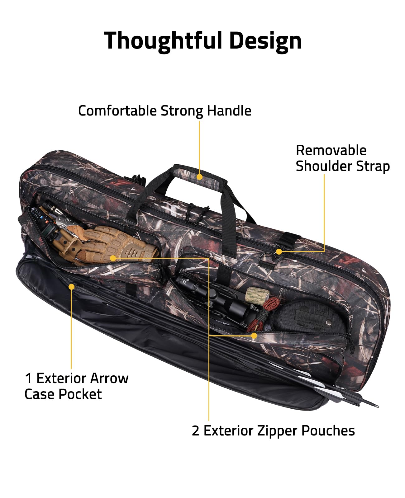 CVLIFE 44-inch bow case padding detail highlights thick pearl cotton protection