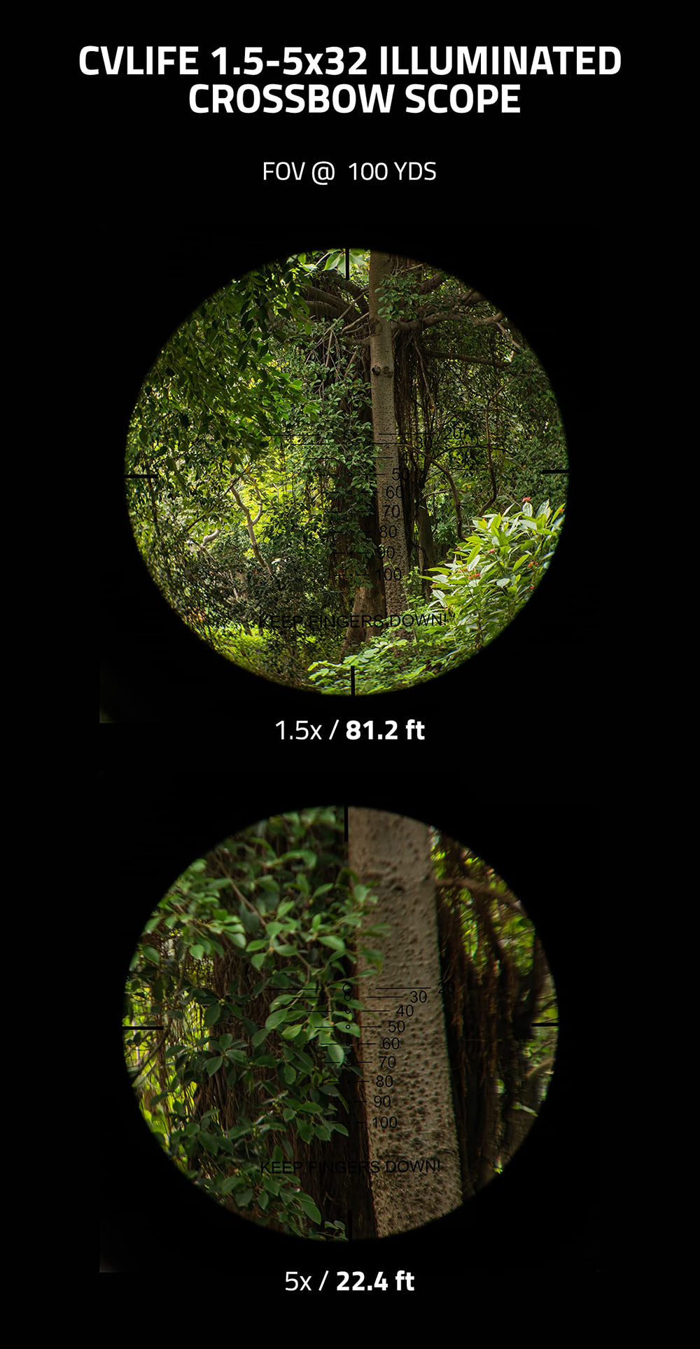 CVLIFE crossbow scope objective lens captures light for brighter aiming.