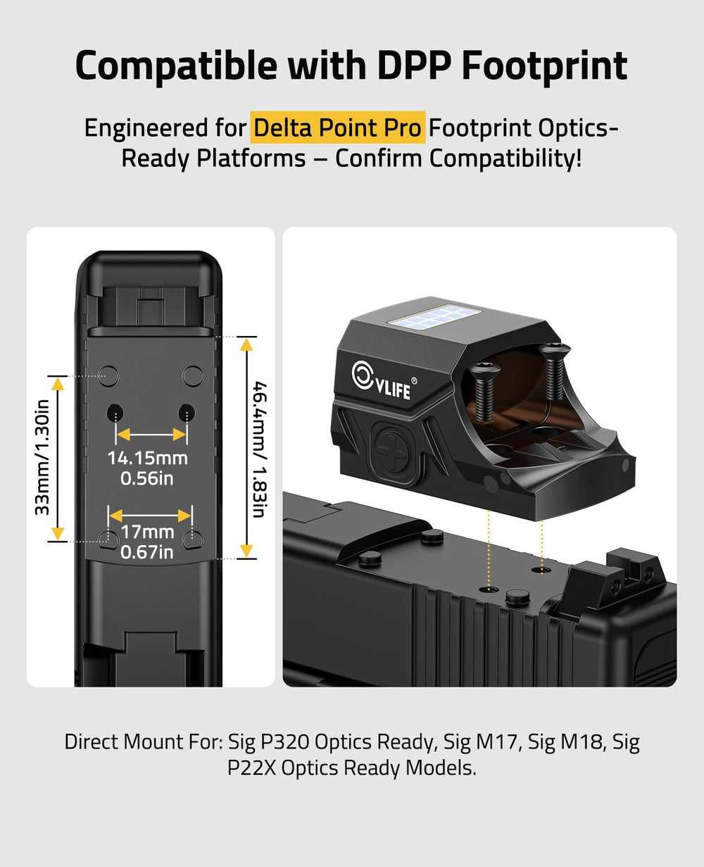 CVLIFE delta-point-pro-slide-compatibility for direct mounting on compatible frames.