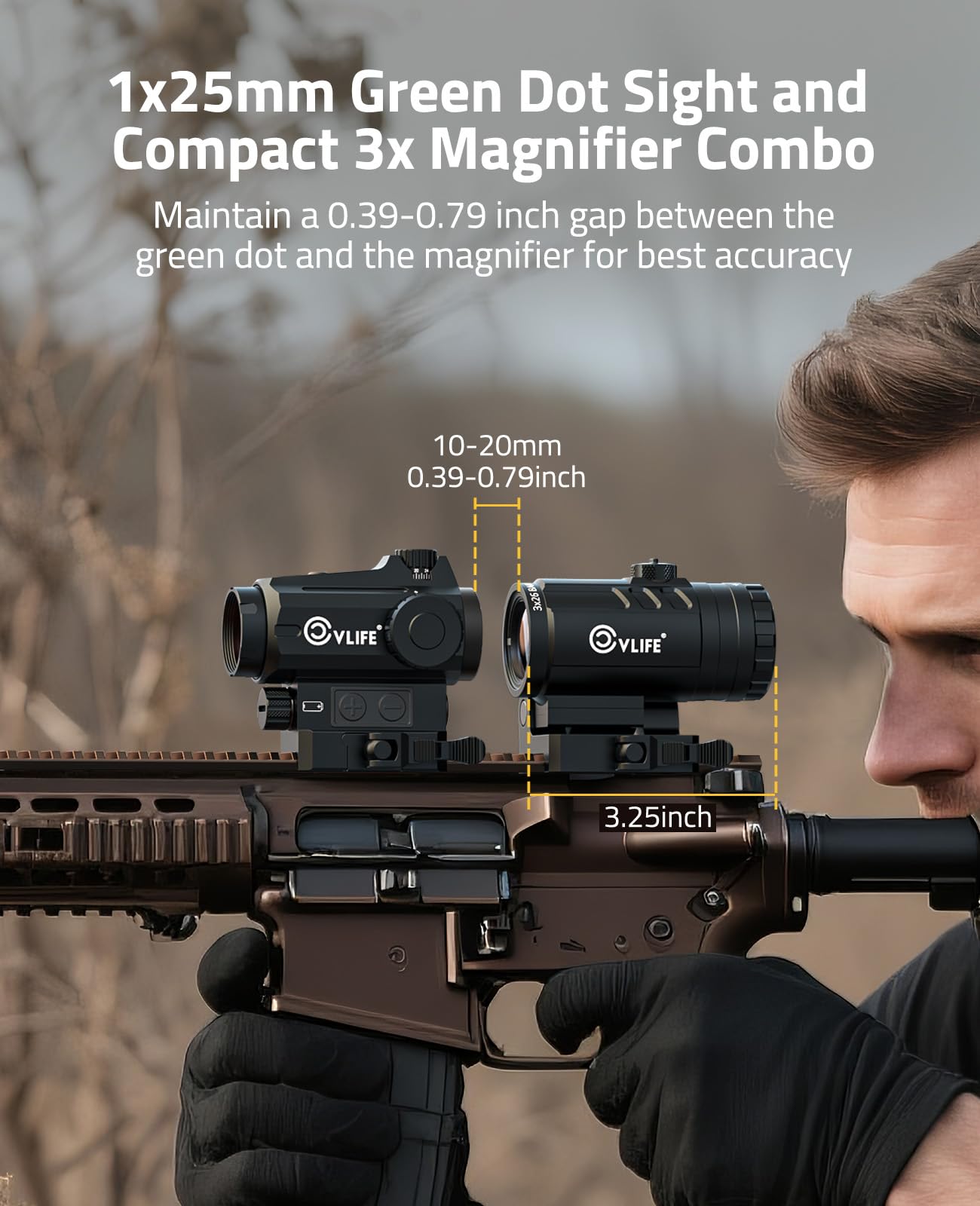 CVLIFE flip-to-side magnifier enabling quick transition between close and mid-range views.