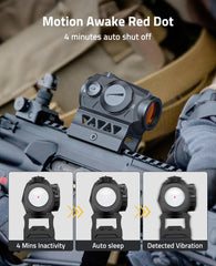 CVLIFE JackalHowl red dot sight mounted on rail enables fast target acquisition.