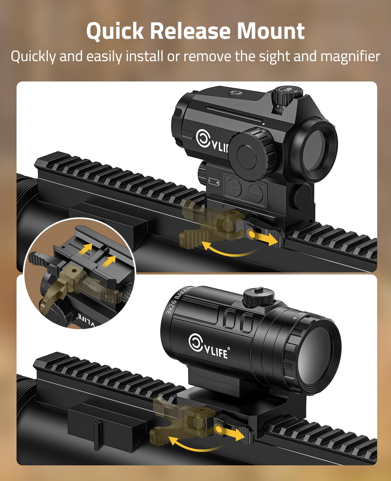 CVLIFE motion awake feature activates after inactivity to preserve battery life.