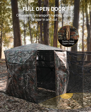 CVLIFE pop-up ground blind with side-opening door for easy gear access.