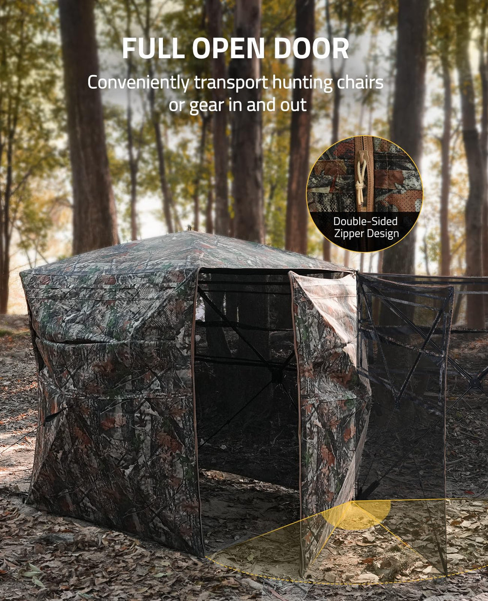 CVLIFE pop-up ground blind with side-opening door for easy gear access.