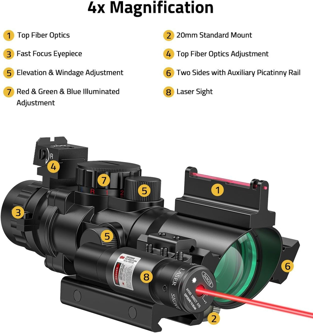 CVLIFE prism scope with tri-illumination green red blue for clear visibility