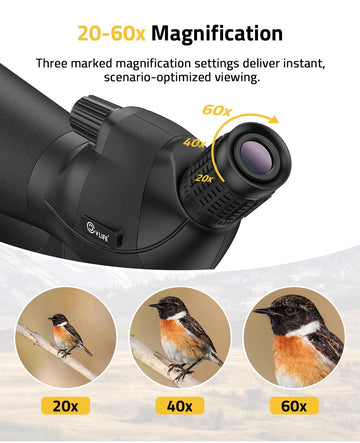 CVLIFE spotting scope 80mm objective lens delivers bright, clear views for birds and wildlife.