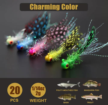 Assorted bright jigs for freshwater species