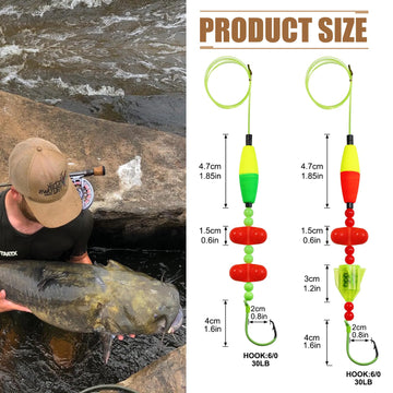 Circle hooks for catfish included in rig setup