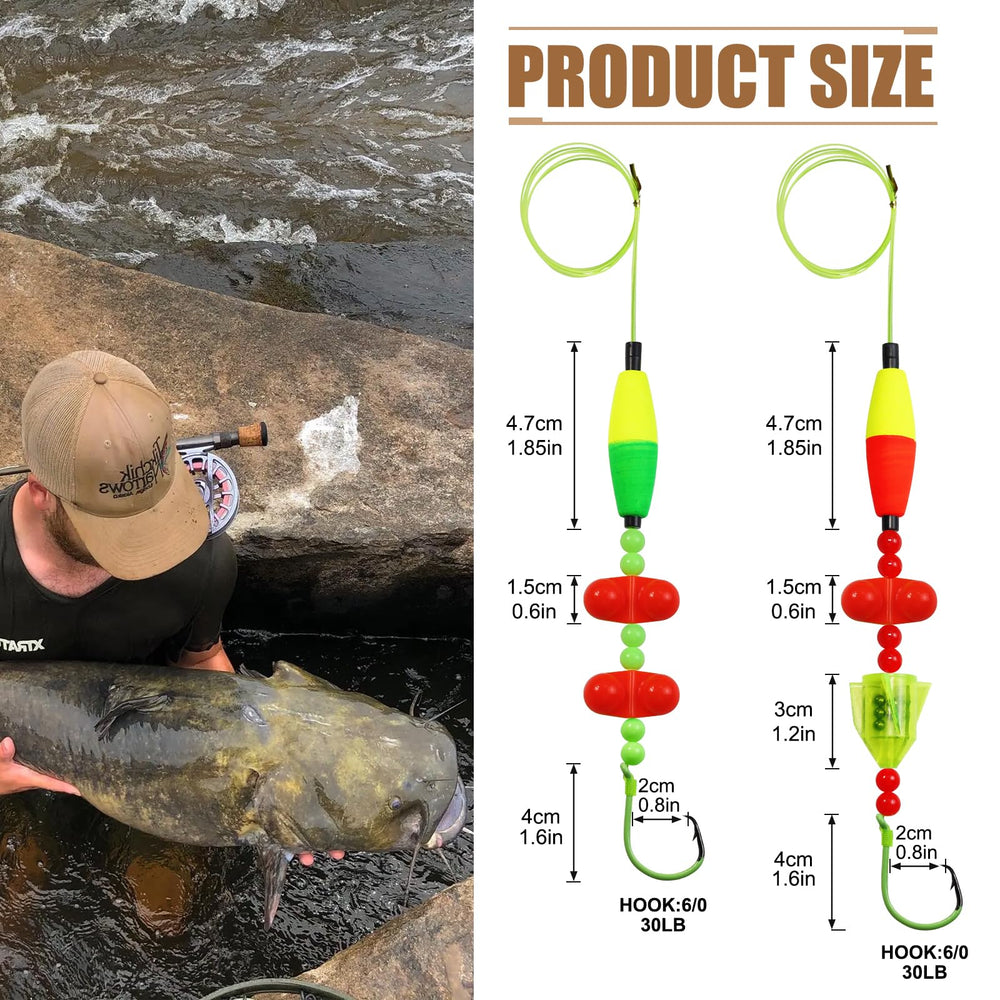Circle hooks for catfish included in rig setup