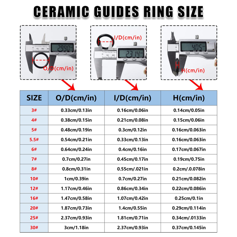 Ceramic guide rings for fishing rod replacement and repairs