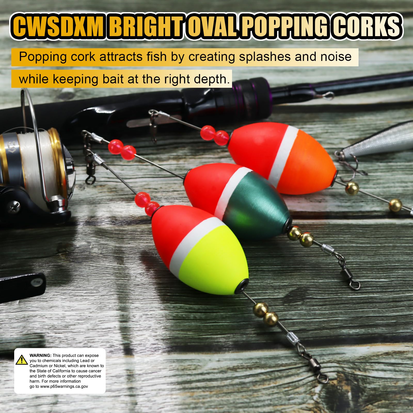 Popping cork used in saltwater and freshwater environments