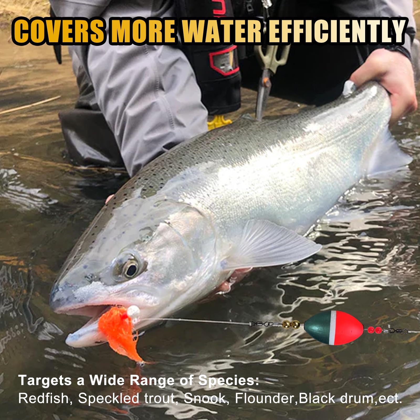 Targets redfish, speckled trout, flounder and other inshore species