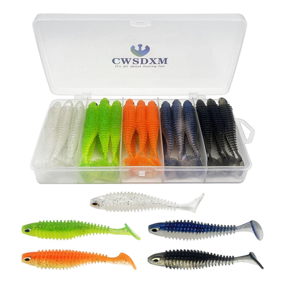 CWSDXM soft paddle tail swimbaits in multiple colors
