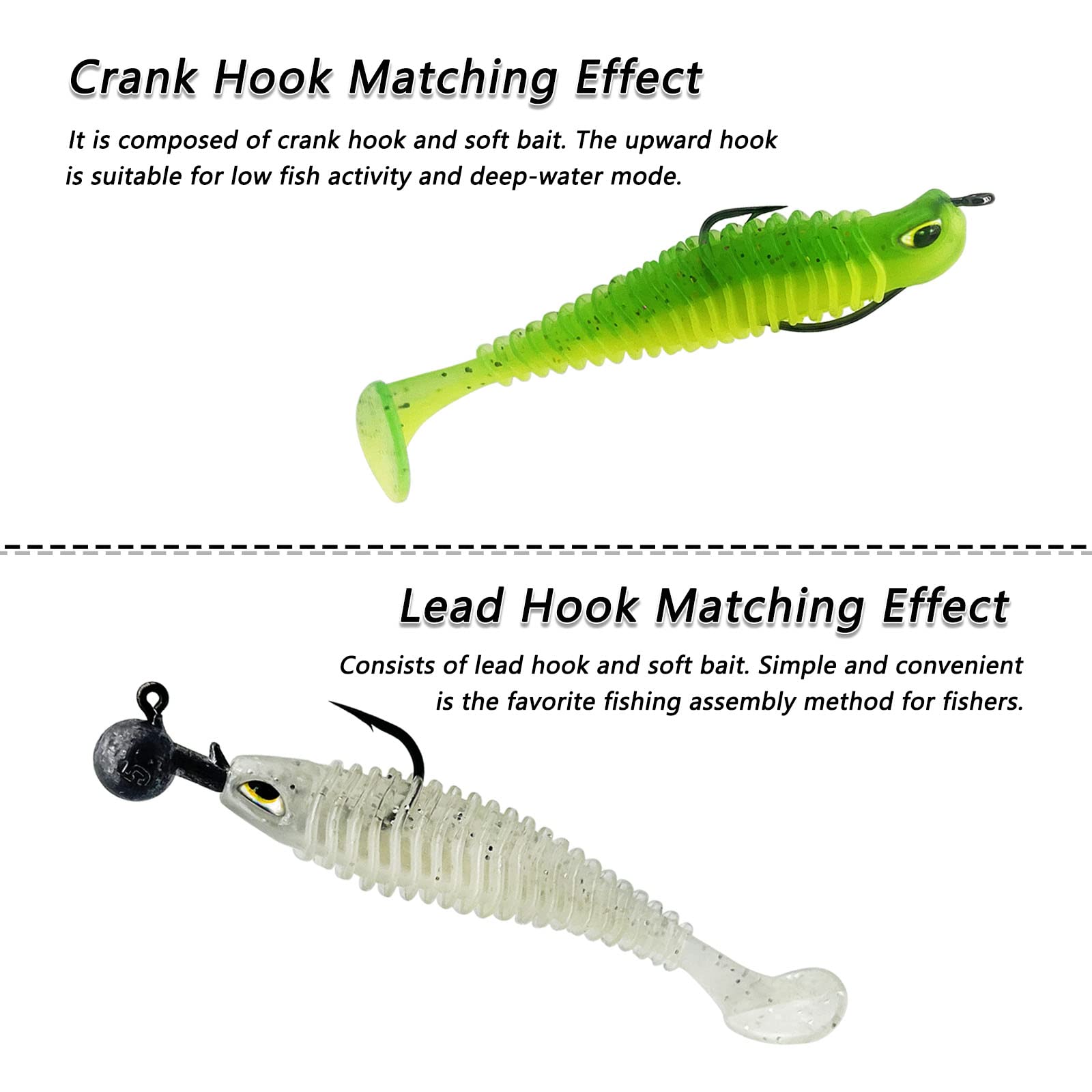Lure showing top and bottom hook slots for easy rigging