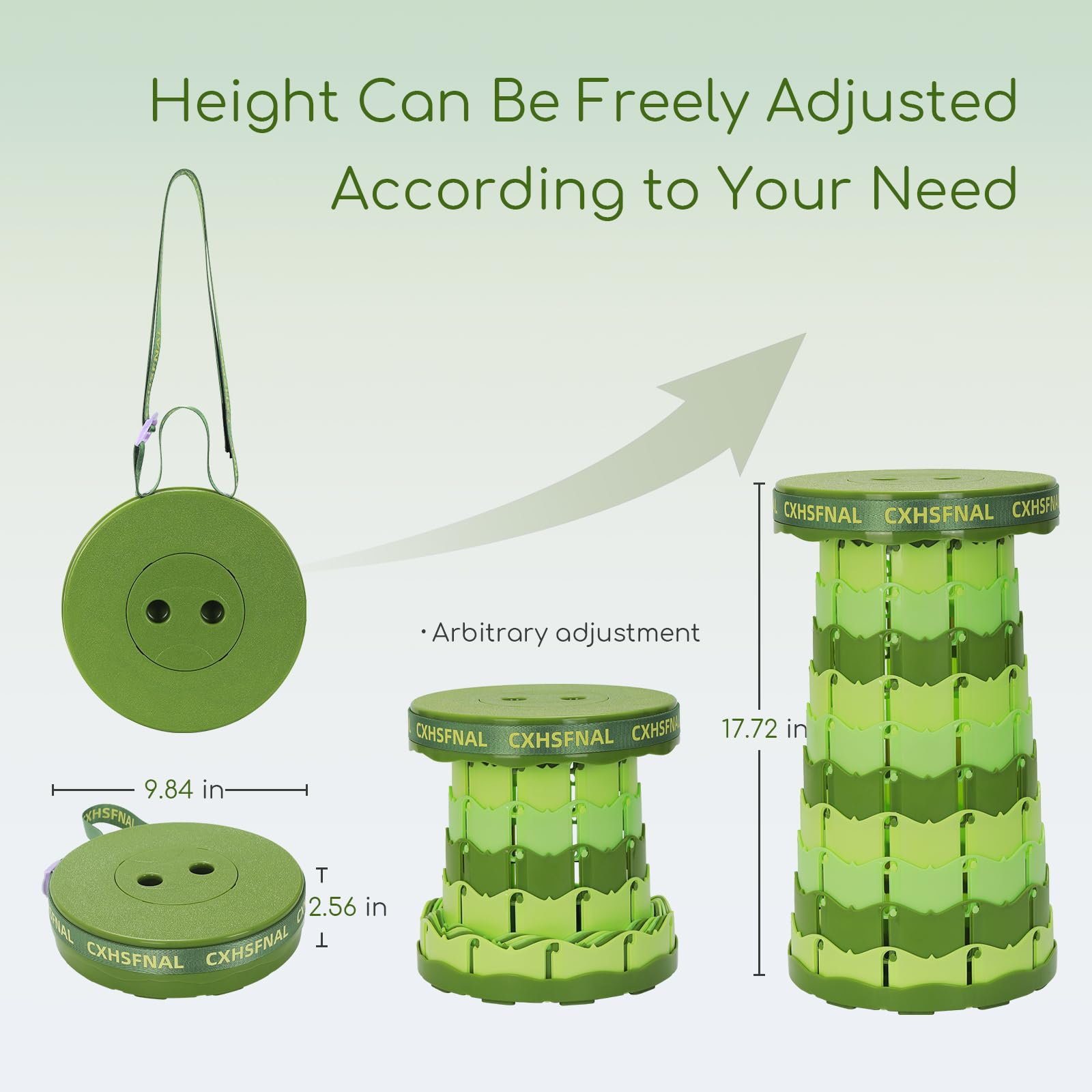 CXHSFNAL collapsible stool adjustable height for personalized seating at events.