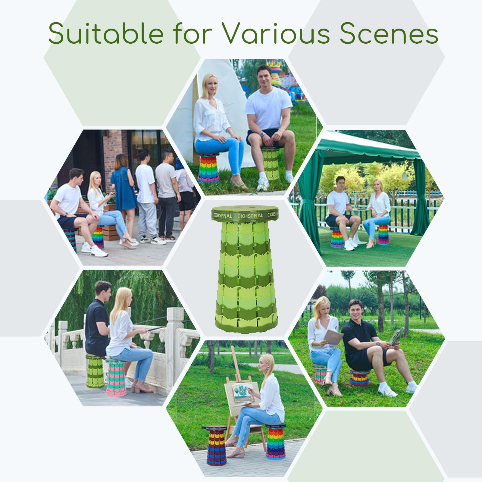 CXHSFNAL portable stool suits camping, fishing, and outdoor events.