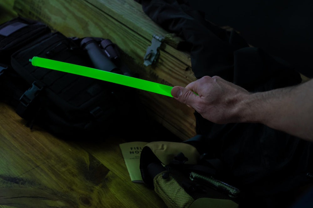 Green hazard marker with Cyalume Chemlight for signaling in low light