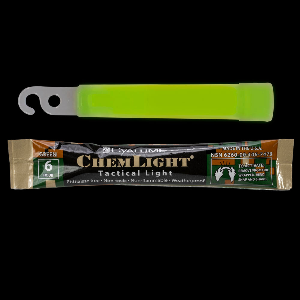 Cyalume Chemlight military grade standard issue light for tactical and safety applications.