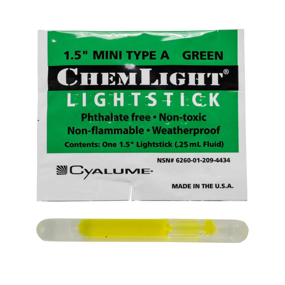 Cyalume ChemLight mini light stick, compact design for pocket storage.