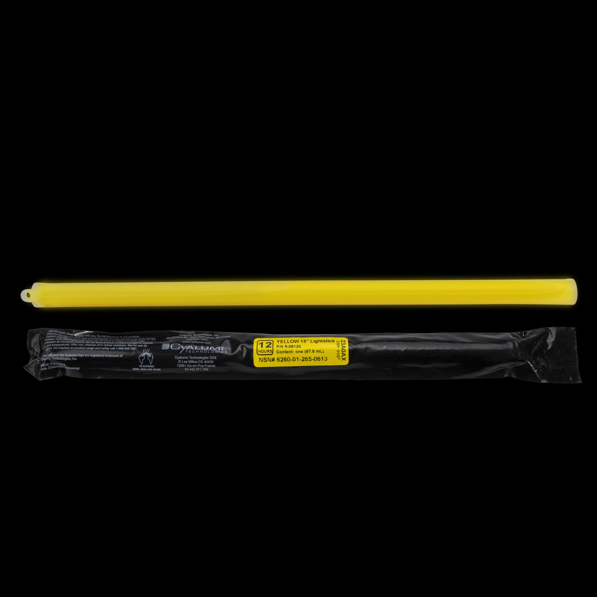 Cyalume military-grade glow stick built for tough environments.