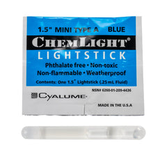 Cyalume Mini ChemLight blue activation showing instant illumination.