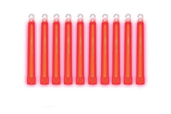 Cyalume SnapLight red six-inch glow stick close-up showing bright output