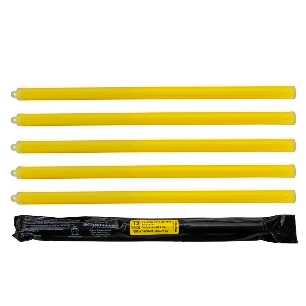 Cyalume yellow glow stick visible up to a mile for signaling.