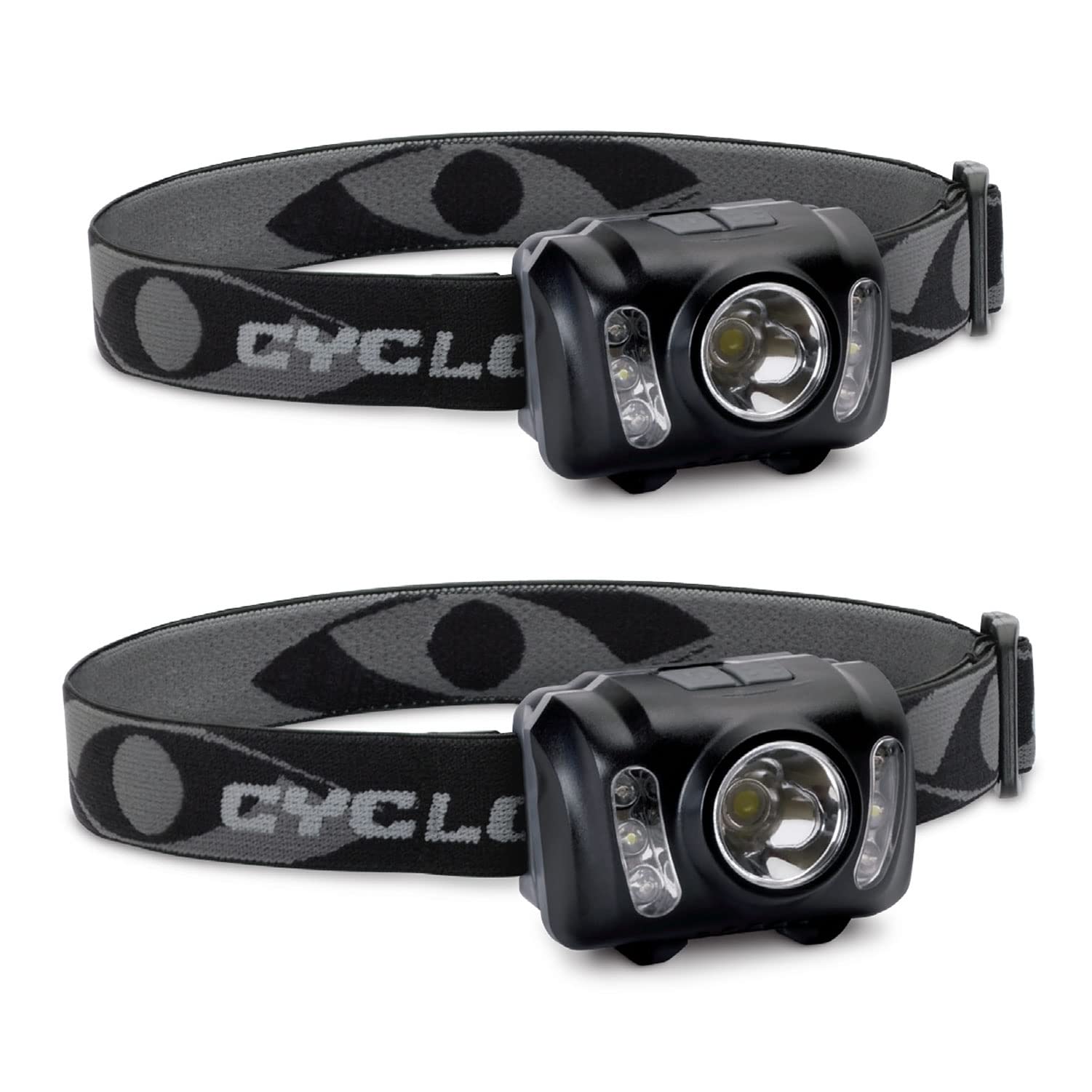 Cyclops 210-lumen headlamp in pack provides reliable dual-pack lighting for emergencies.