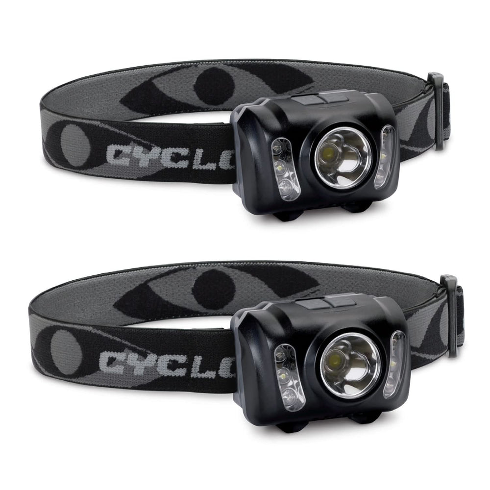Cyclops 210-lumen headlamp in pack provides reliable dual-pack lighting for emergencies.