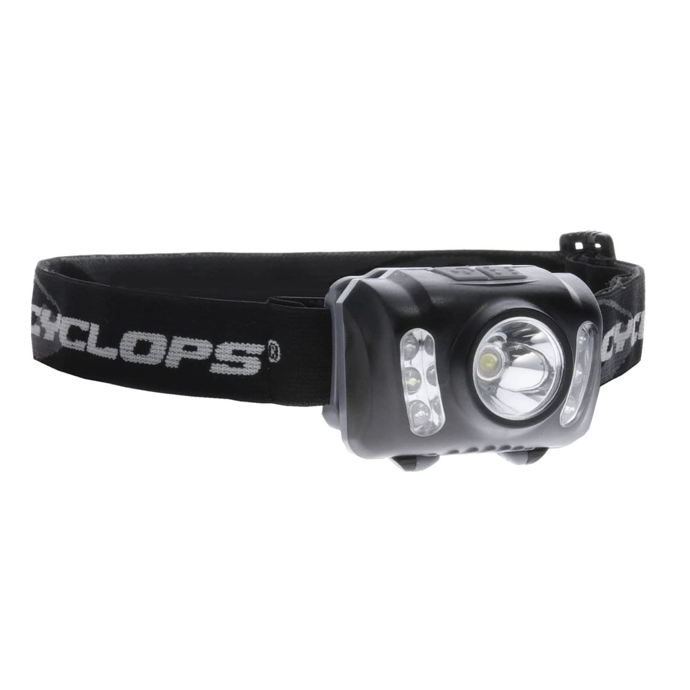 Cyclops headlamp arrives with AAA batteries for immediate use.