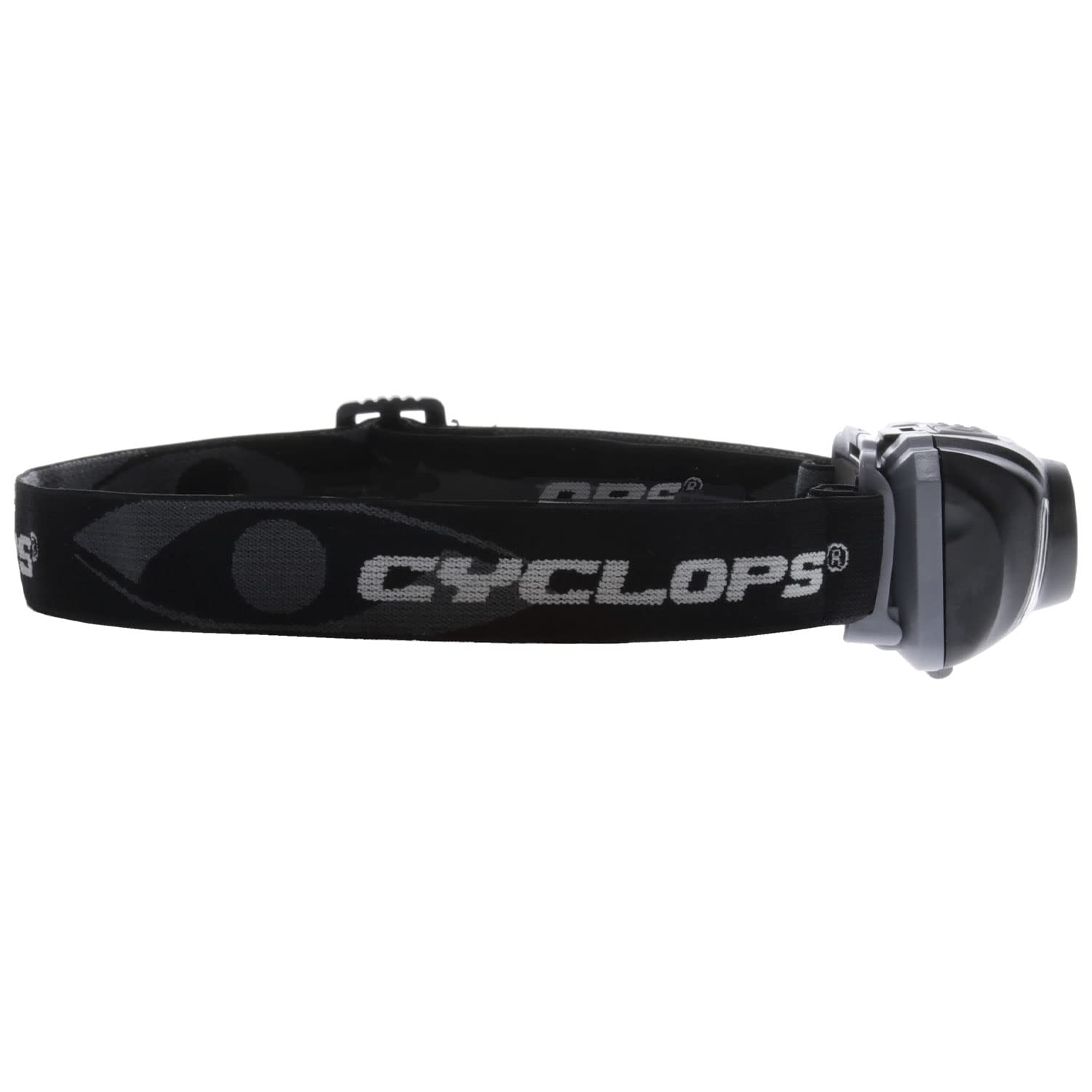 Cyclops headlamp with rugged, weather-resistant housing for outdoor reliability.