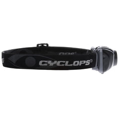 Cyclops headlamp with rugged, weather-resistant housing for outdoor reliability.