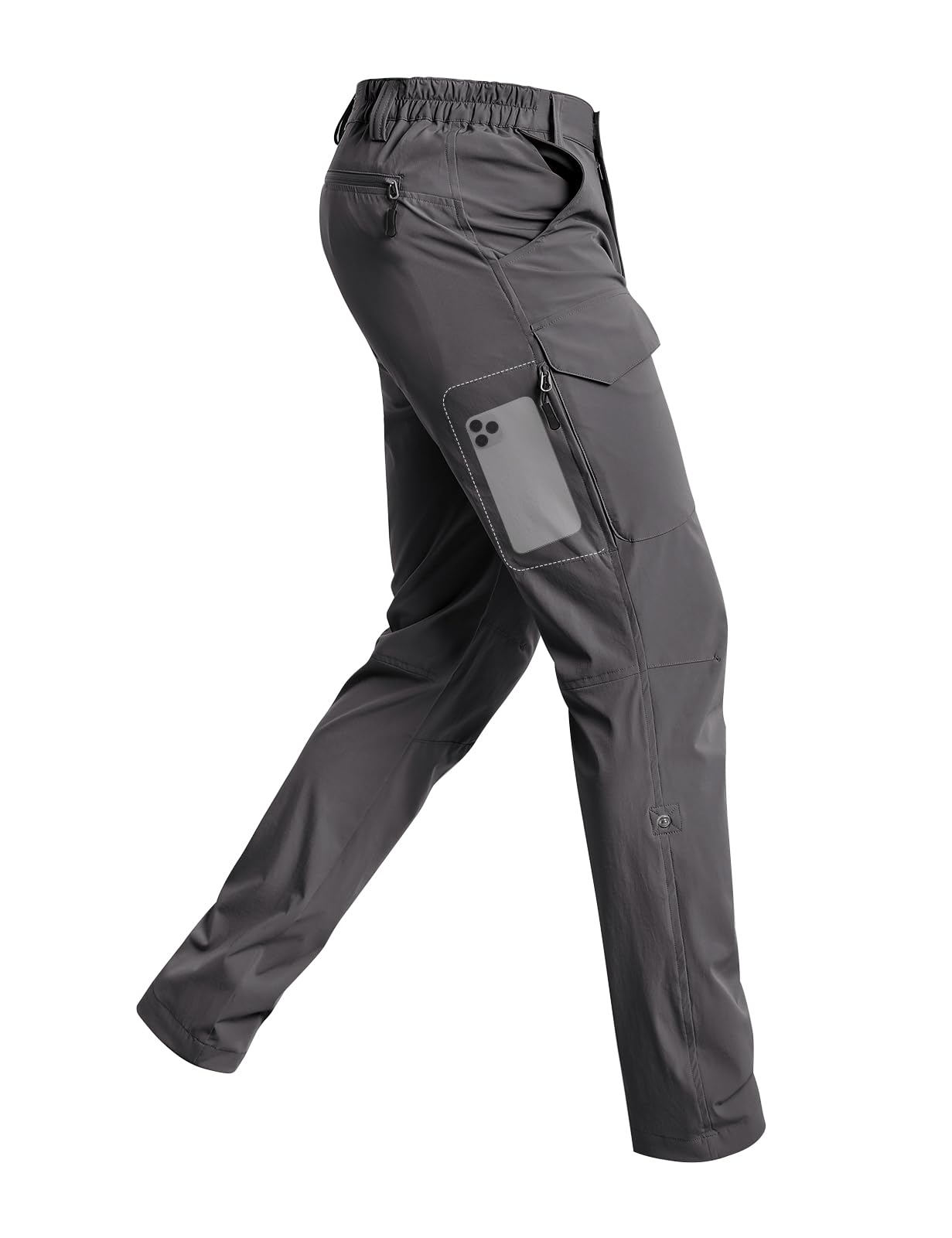 Cycorld men's hiking pants front view in deep grey for versatile outdoor wear.