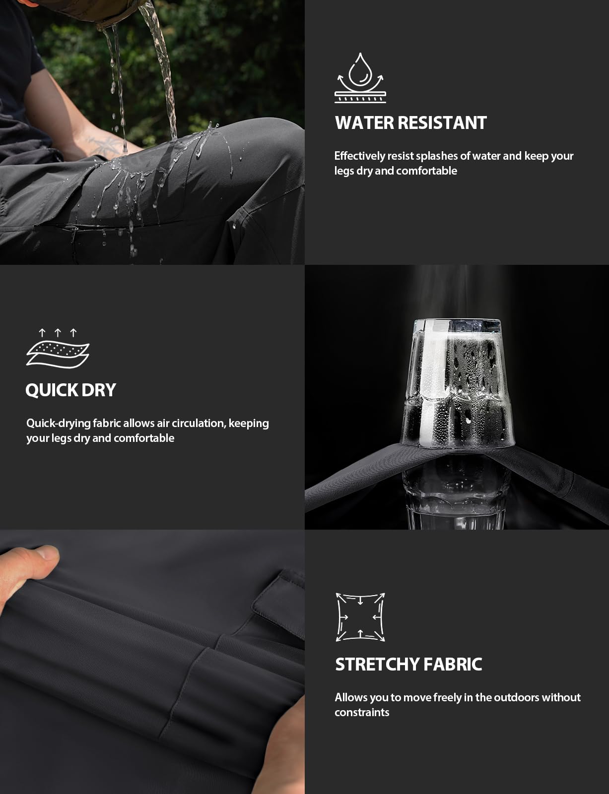 Cycorld men's hiking pants roll-up-cuffs adapt to terrain and weather.