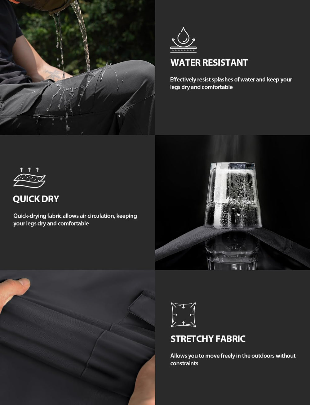 Cycorld men's hiking pants roll-up-cuffs adapt to terrain and weather.