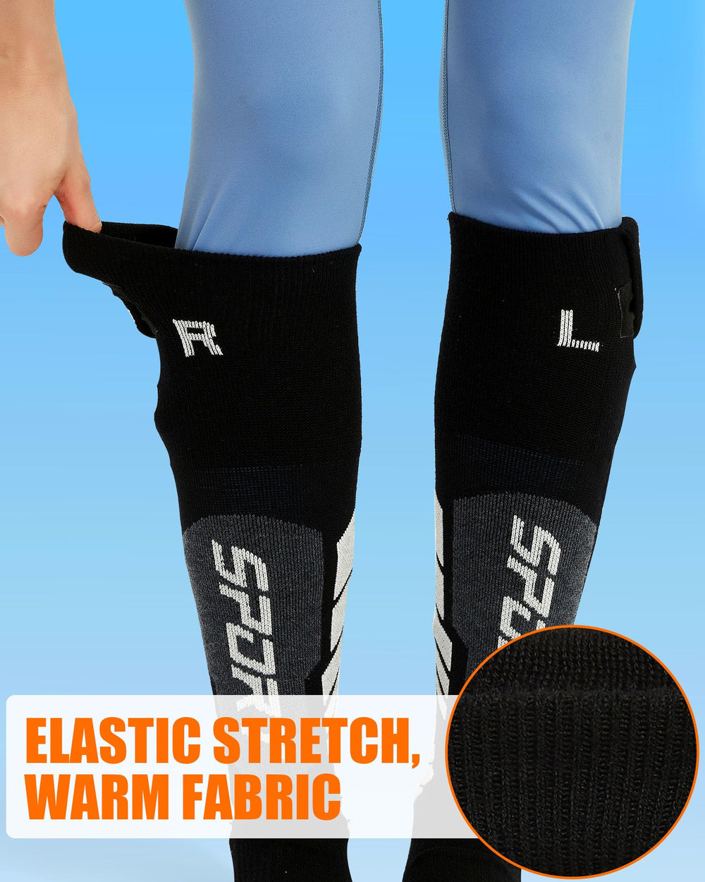 CYCYHEAT socks available in adult L/XL for family use.
