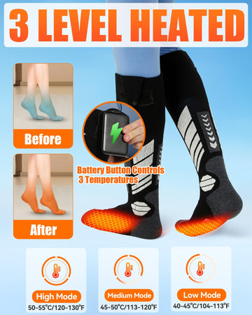 CYCYHEAT heated socks on kids during winter play for warmth.
