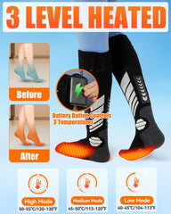 CYCYHEAT heated socks on kids during winter play for warmth.