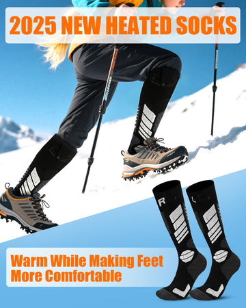 CYCYHEAT socks on display showing quick heat activation in 30 seconds.
