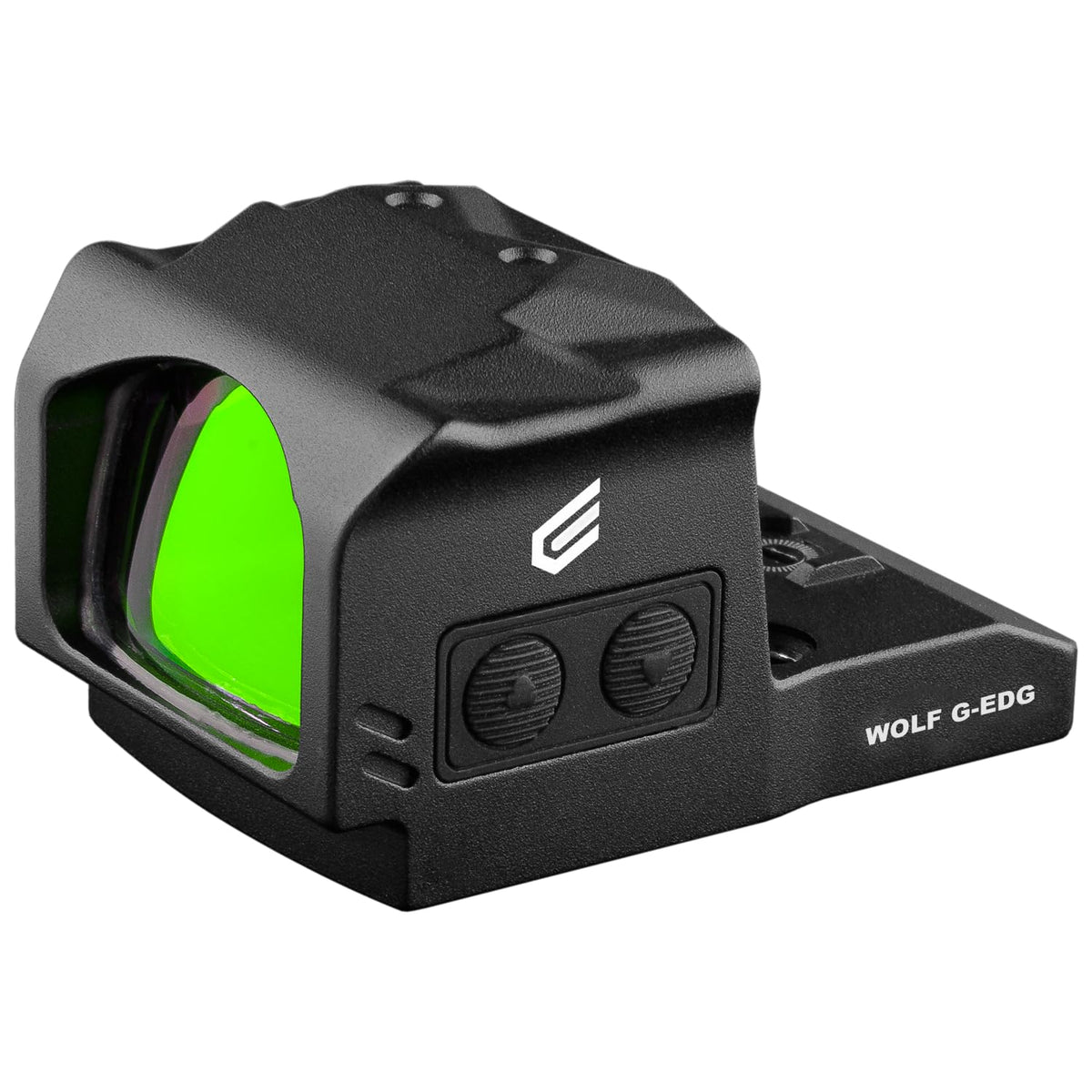 Cyelee Wolf G-EDG enclosed green dot sight close-up for fast target acquisition.