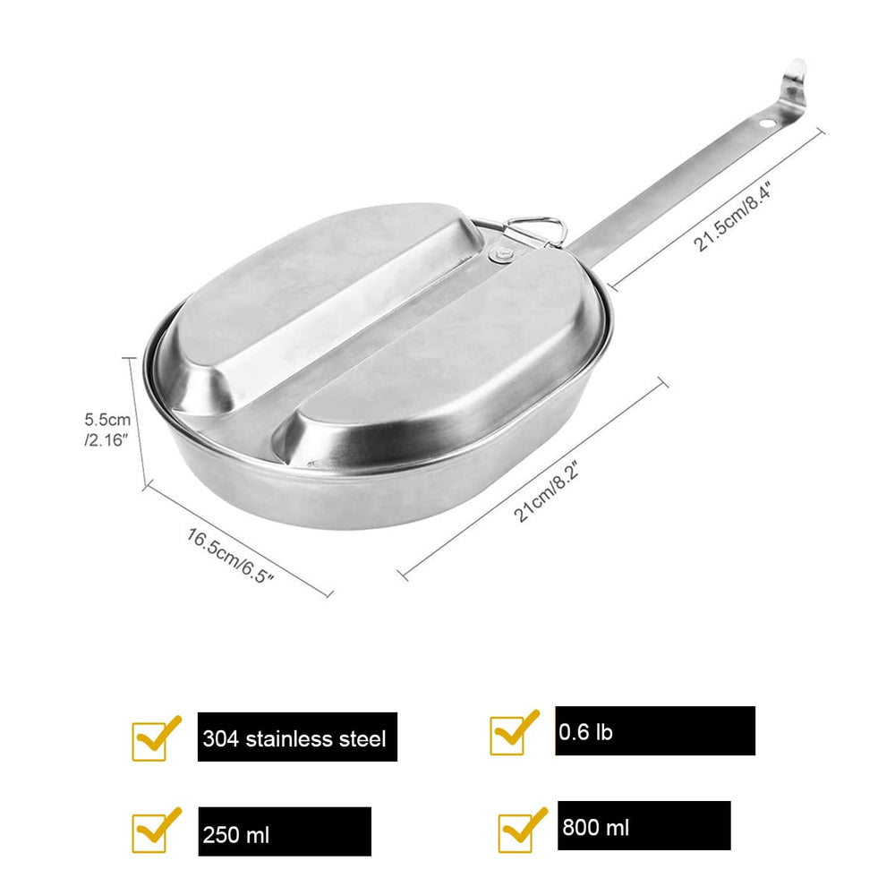 Cyellon US Military Mess Kit handle folded enables compact backpack storage