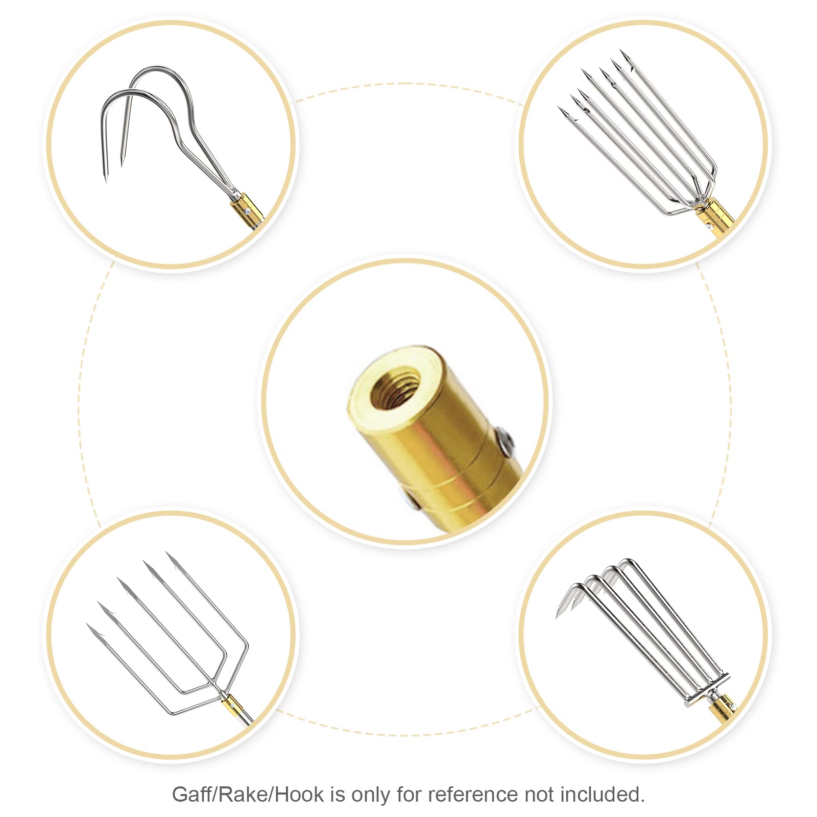 Cyfie gaff handle close-up highlighting corrosion-resistant stainless steel durability