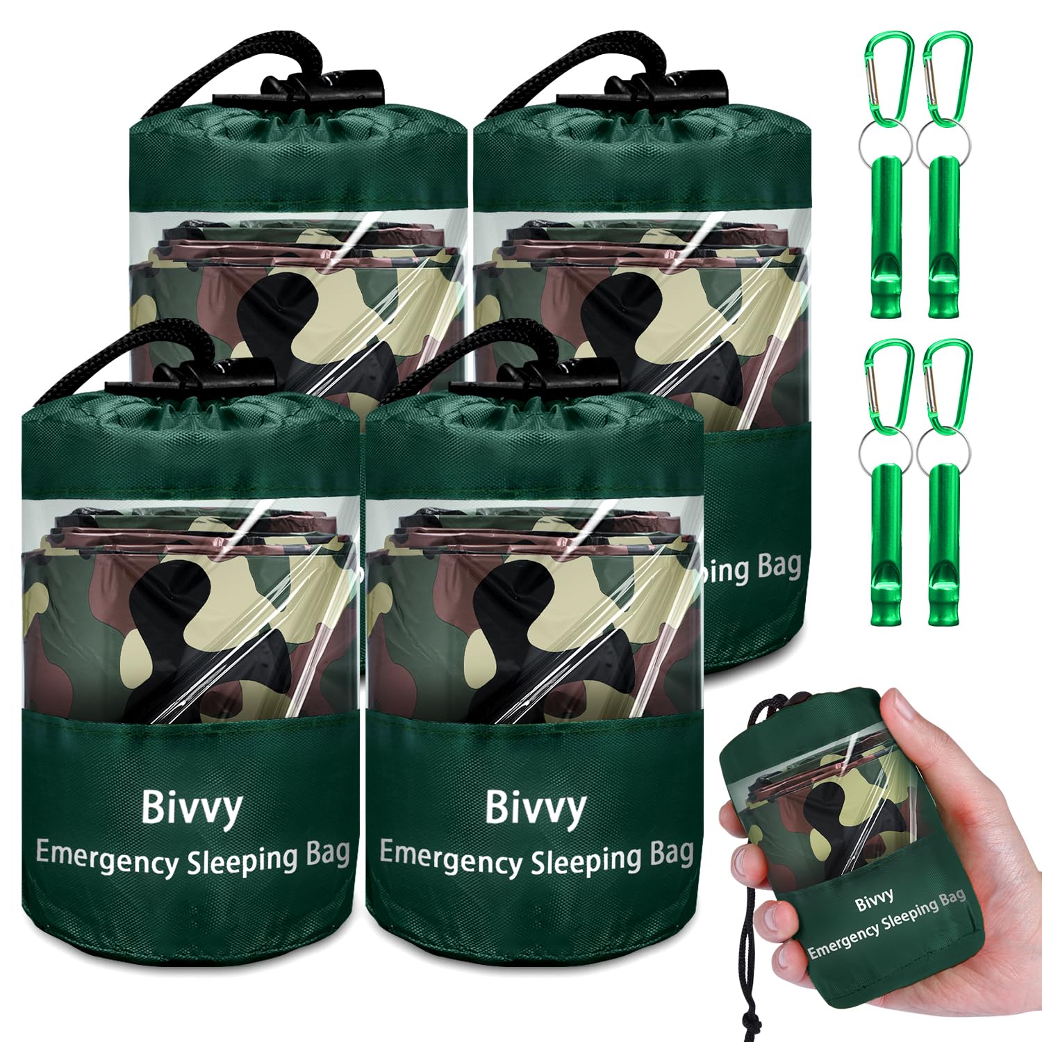 Cymuber emergency sleeping bag in a compactPack for backpacking warmth.