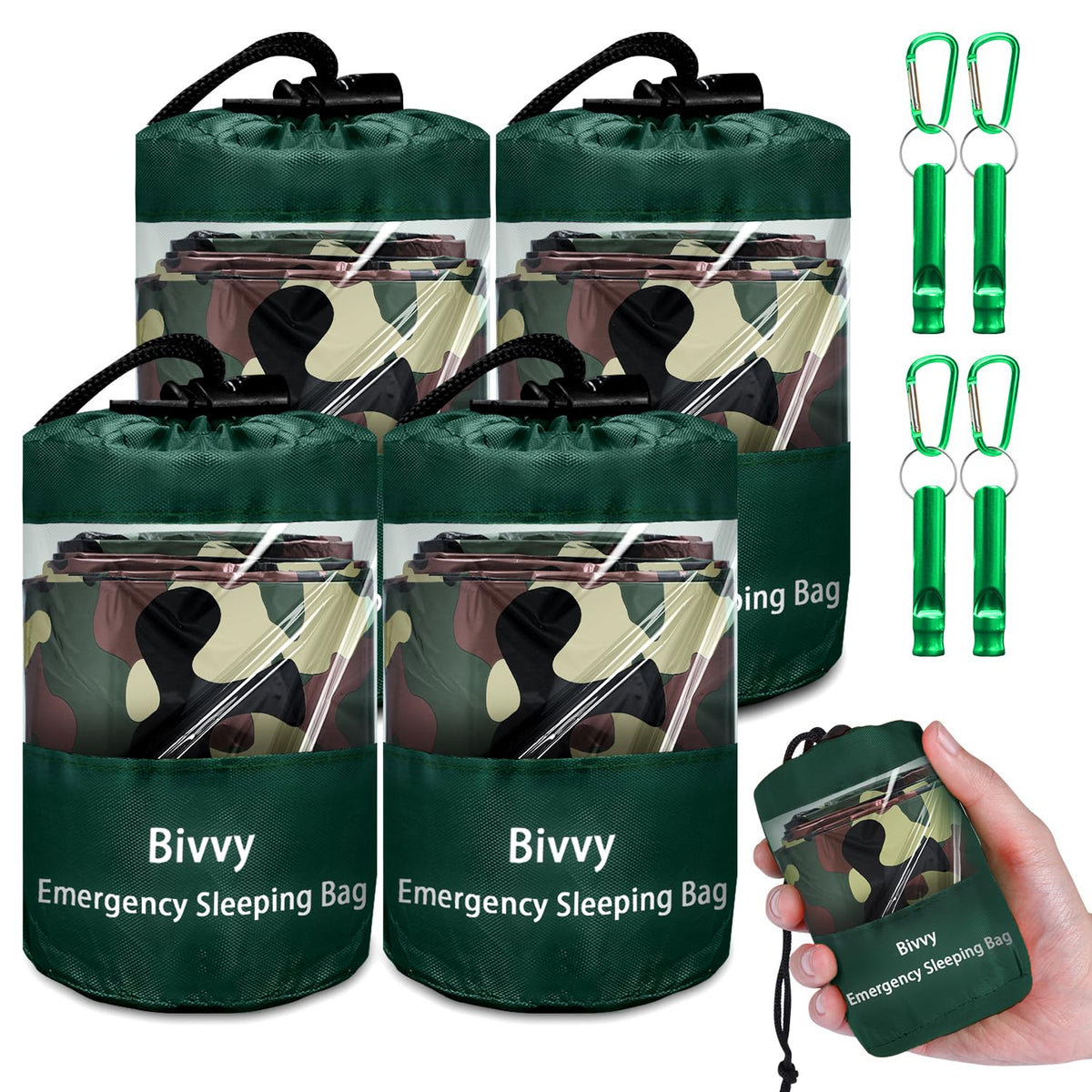 Cymuber emergency sleeping bag in a compactPack for backpacking warmth.