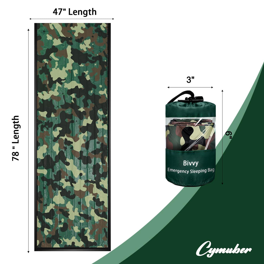 Cymuber emergency bag includes carabiner and whistle for safety signaling.